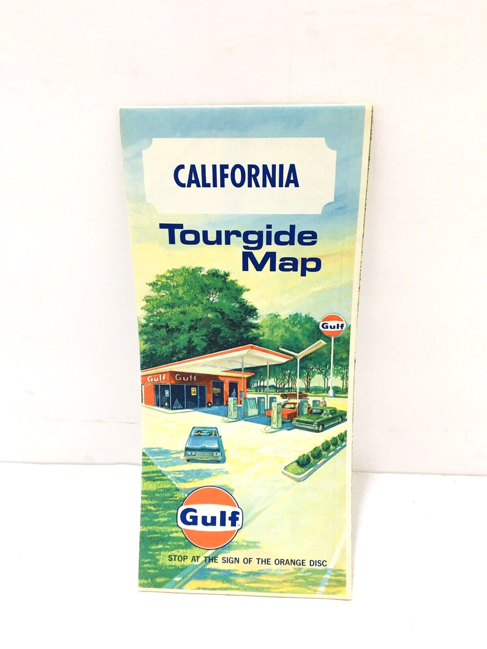 Vintage Map Gas Service Station Oil Advertising Color California Tourguide GULF